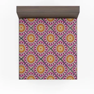 Floral Geometric Ethnic Pattern Fitted Sheet