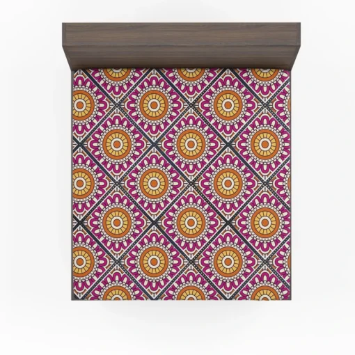 Floral Geometric Ethnic Pattern Fitted Sheet