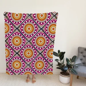 Floral Geometric Ethnic Pattern Fleece Blanket