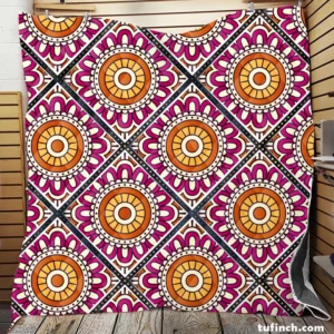 Floral Geometric Ethnic Pattern Quilt Blanket