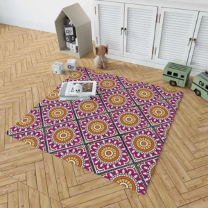 Floral Geometric Ethnic Pattern Rug 1