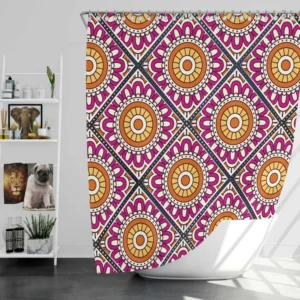 Floral Geometric Ethnic Pattern Shower Curtain