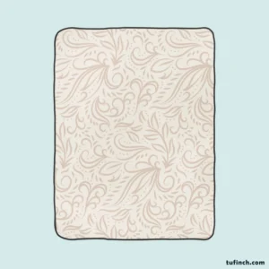 Floral Line Art Flat Design on Watusi Pink Fleece Blanket 1