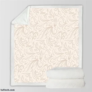 Floral Line Art Flat Design on Watusi Pink Sherpa Fleece Blanket