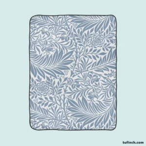 Floral Pattern on Cerulean Blue Background Fleece Blanket 1