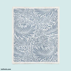 Floral Pattern on Cerulean Blue Background Sherpa Fleece Blanket 1