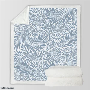 Floral Pattern on Cerulean Blue Background Sherpa Fleece Blanket