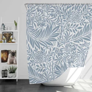 Floral Pattern on Cerulean Blue Background Shower Curtain