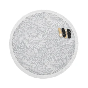 Floral Pattern on Goose Background Round Beach Towel