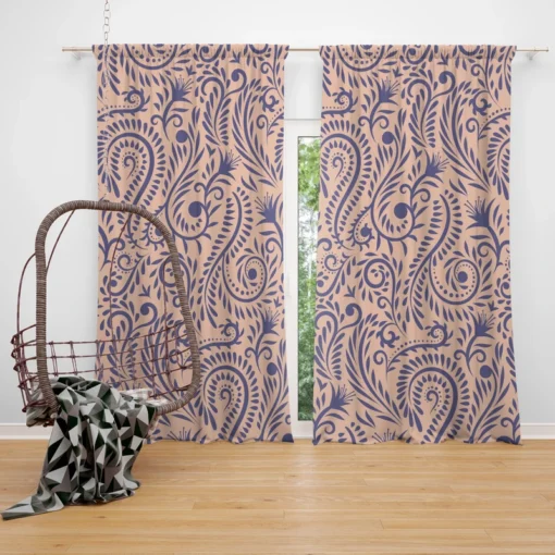 Floral Pattern on Pink Background Curtain