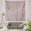 Floral Pattern on Pink Background Wall Tapestry