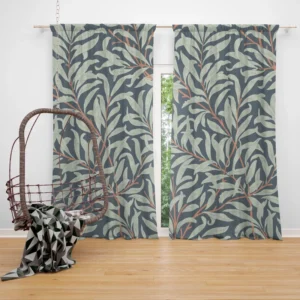 Floral  Pattern on Slate Gray Curtain