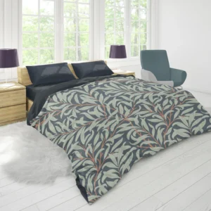 Floral  Pattern on Slate Gray Duvet Cover 1