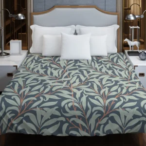 Floral  Pattern on Slate Gray Duvet Cover