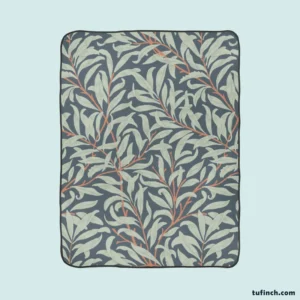 Floral  Pattern on Slate Gray Fleece Blanket 1