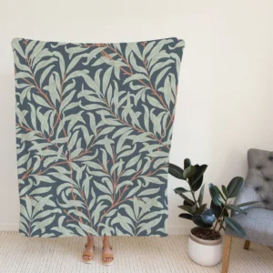 Floral  Pattern on Slate Gray Fleece Blanket