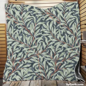 Floral  Pattern on Slate Gray Quilt Blanket