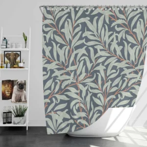 Floral  Pattern on Slate Gray Shower Curtain