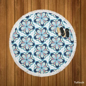 Floral Print Pattern Round Beach Towel