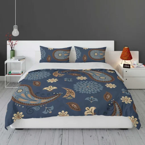 Floral Tan Batik Traditional Paisley Bedding Set 1