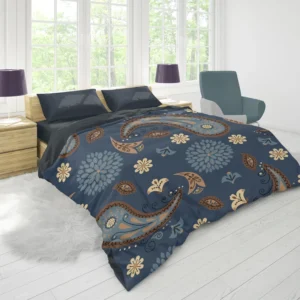 Floral Tan Batik Traditional Paisley Duvet Cover 1