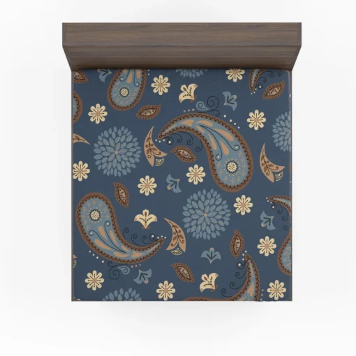 Floral Tan Batik Traditional Paisley Fitted Sheet