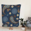 Floral Tan Batik Traditional Paisley Fleece Blanket