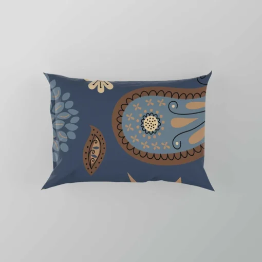 Floral Tan Batik Traditional Paisley Pillow Case