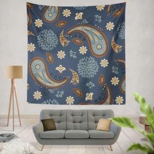 Floral Tan Batik Traditional Paisley Wall Tapestry