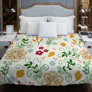 Flower Pattern on Elegant Texture Duvet Cover