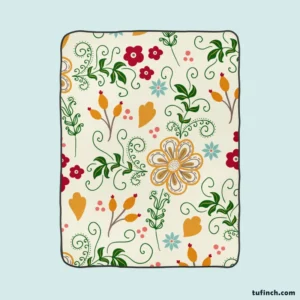 Flower Pattern on Elegant Texture Fleece Blanket 1