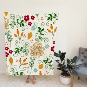 Flower Pattern on Elegant Texture Fleece Blanket