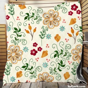 Flower Pattern on Elegant Texture Quilt Blanket