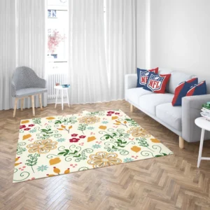 Flower Pattern on Elegant Texture Rug 2