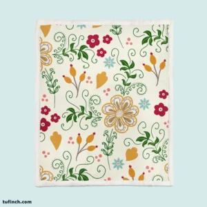 Flower Pattern on Elegant Texture Sherpa Fleece Blanket 1