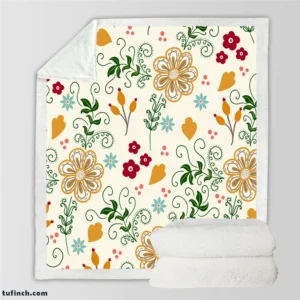 Flower Pattern on Elegant Texture Sherpa Fleece Blanket