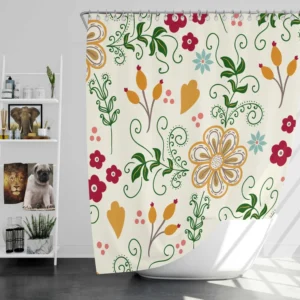 Flower Pattern on Elegant Texture Shower Curtain