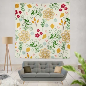 Flower Pattern on Elegant Texture Wall Tapestry