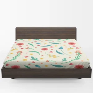 Flowers Blossoms Leaves Fitted Sheet 1