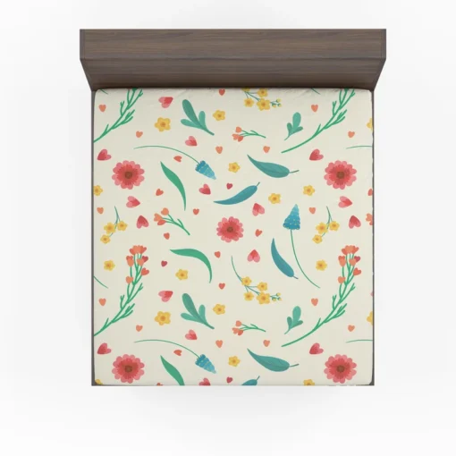 Flowers Blossoms Leaves Fitted Sheet