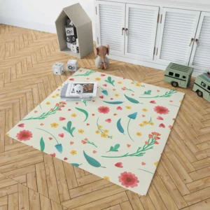 Flowers Blossoms Leaves Rug 1