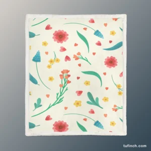 Flowers Blossoms Leaves Sherpa Fleece Blanket 1