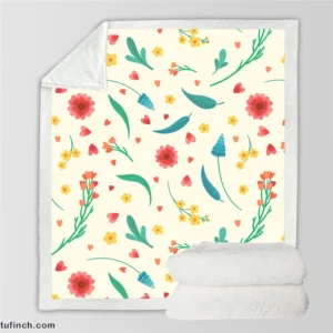 Flowers Blossoms Leaves Sherpa Fleece Blanket