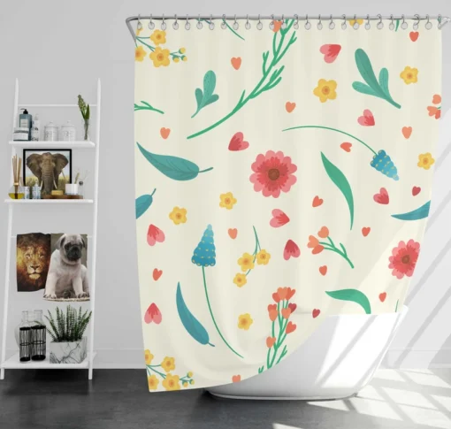 Flowers Blossoms Leaves Shower Curtain