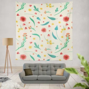 Flowers Blossoms Leaves Wall Tapestry