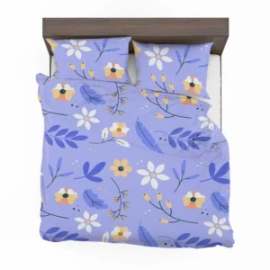 Flowers Light Blue Pastel Color Background Bedding Set 2