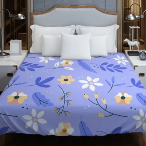 Flowers Light Blue Pastel Color Background Duvet Cover