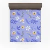 Flowers Light Blue Pastel Color Background Fitted Sheet