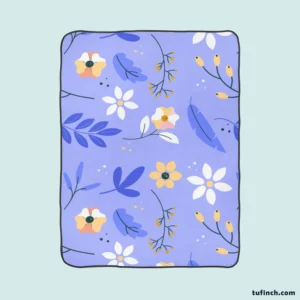 Flowers Light Blue Pastel Color Background Fleece Blanket 1