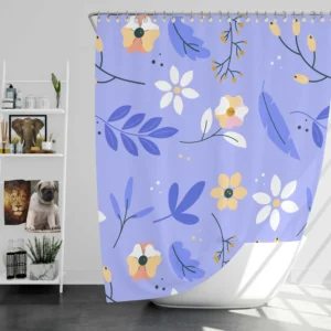 Flowers Light Blue Pastel Color Background Shower Curtain